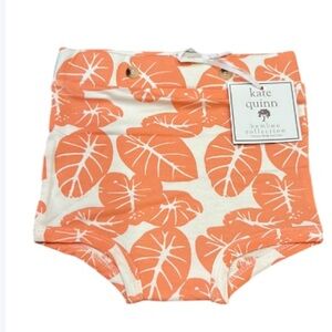 Kate Quinn Peach and White Dahlia Taro Tropical Retro Bloomer Shorts 6-12 Months